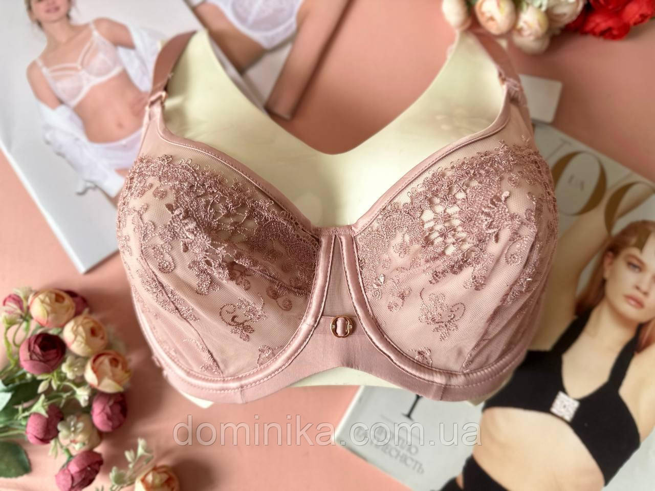 Бюстгальтер тонкий без поролону пудровий