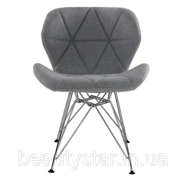 Стілець клієнтський м'який Стар S сіра тканина металеві ніжки Стільчик для коворкінгу та конференц-залу, фото 1