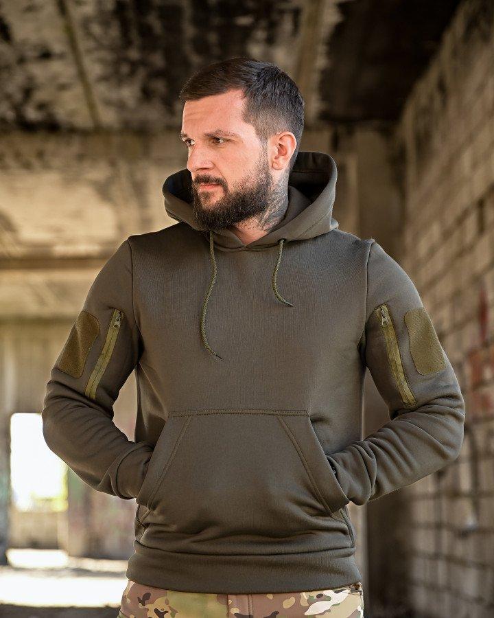 Тактична худі TERNOVA олива Авіація, чоловіча флісова толстовка з адмін кишенями