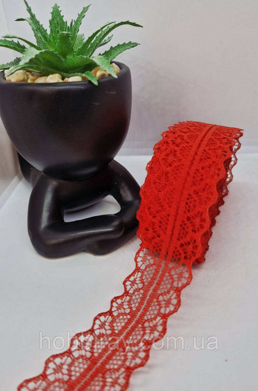 Мережево "Ніка" ширина 3см. 1м. Колір червоний., фото 1