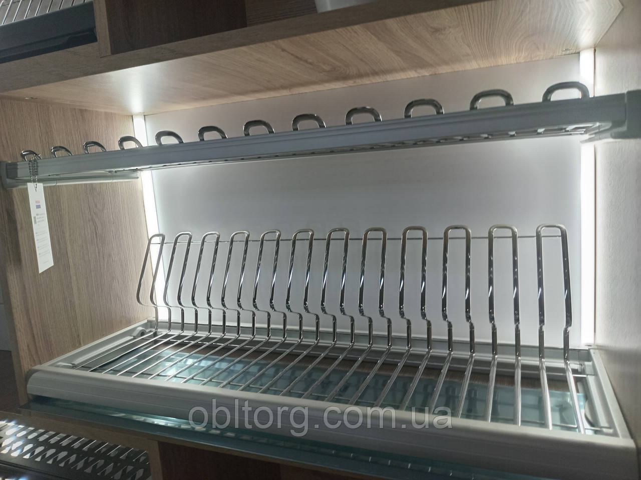 Сушка для посуду фасад 900мм з алюмінієвою рамкою Inoxa Ellite 716 хром (2 полиці, піддон нержавіюча сталь), фото 1
