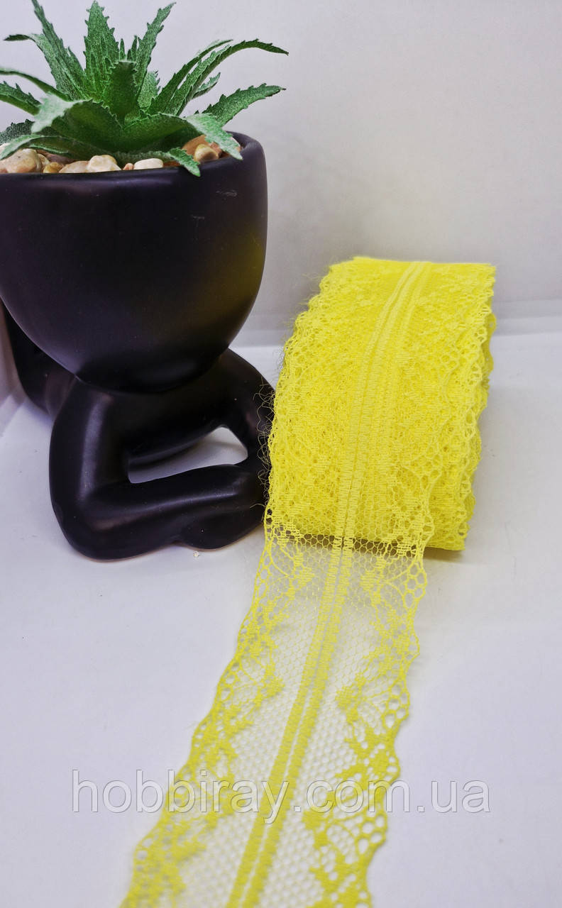 Мереживо "Адель" ширина 4 см. 1 м. Колір жовтий., фото 1