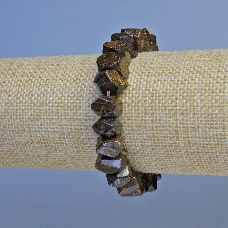 Браслет Бронзит рондель гранований d-10х7мм+- L-18см+- стрейч, фото 1