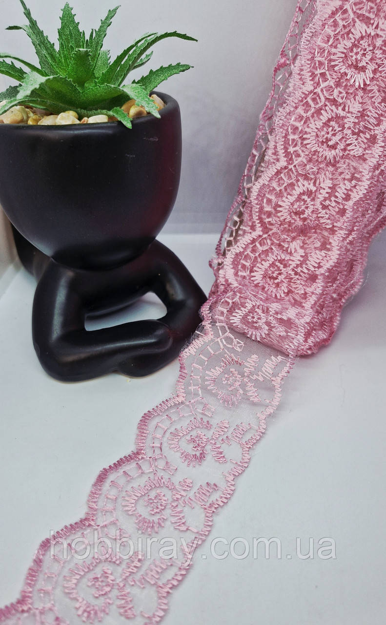 Мереживо "Яблучко" ширина 4 см. 1 м. Колір рожевий., фото 1