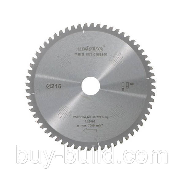 Диск пильний METABO HW/CT 216х30 60 FZ/TZ 628066000, фото 1