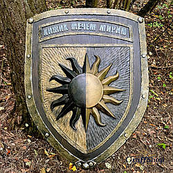 Ексклюзивний дерев’яний щит ручної роботи з ясеня, патинований метал, колекційний декор