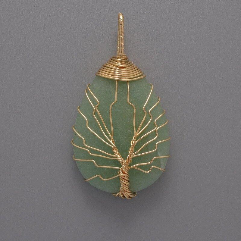 Кулон Нефрит в золотистому обплетенні d-44х24х9мм+-, фото 1