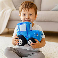 М’яка іграшка Синій трактор 25 см Копиця 00663-2 — плюшевий трактор-подушка для дітей, фото 3