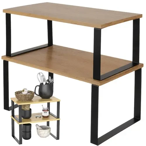 Бамбукові кухонні полиці для спецій та аксесуарів RUHHY 25661 (набір 2 шт.), фото 1