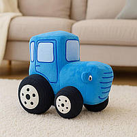 М’яка іграшка Синій трактор 25 см Копиця 00663-2 — плюшевий трактор-подушка для дітей, фото 2