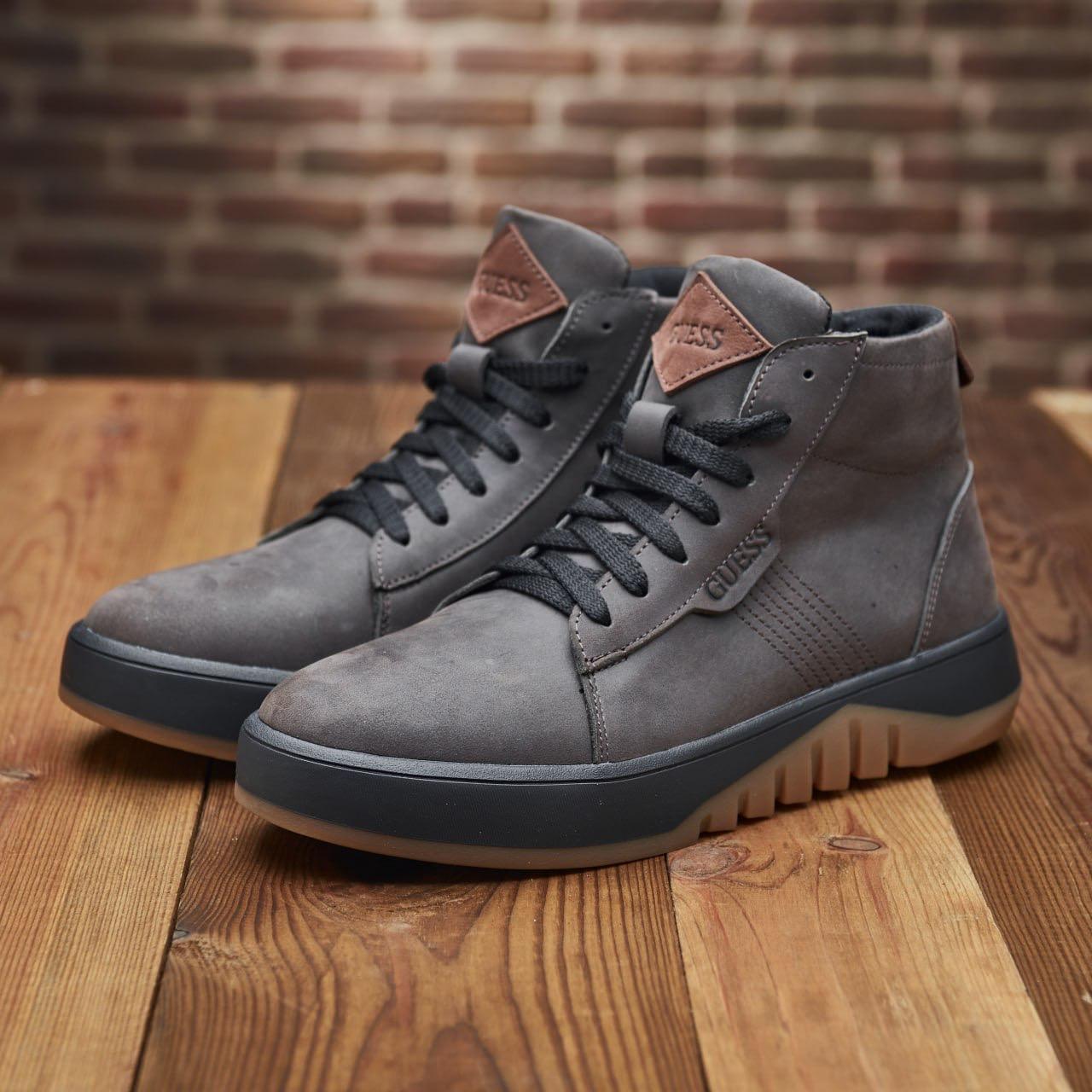 Чоловічі зимові шкіряні черевики, кросівки з натуральної шкіри коричневі на хутрі для чоловіків на зиму, розмір 40 41 42 43 44 45, фото 1