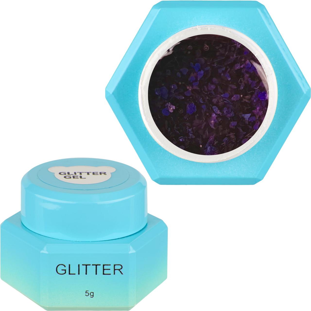 Гель із сухоцвітами You Are Cute GLITTER Gel №13, 5 мл бузковий