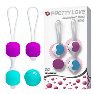 Вагінальні кульки Pretty Love Kegel Ball набір 3 види, фіолетово-бірюзовий
