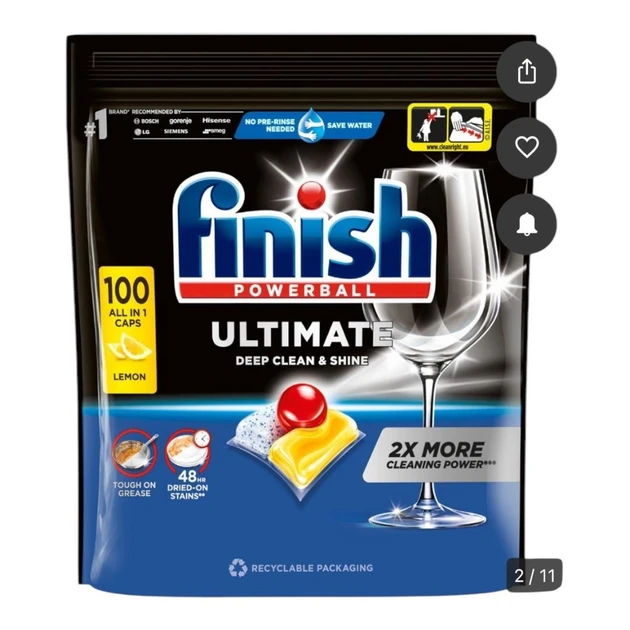 Таблетки для посудомийної машини Finish Quantum ultimate 100 шт. в упаковці з лимоном, фото 1