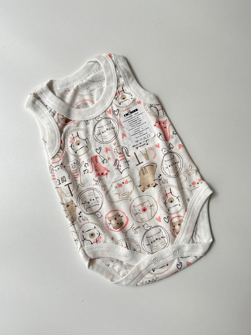 Боді-майка в тканині кулір, 62 розмір, фото 1