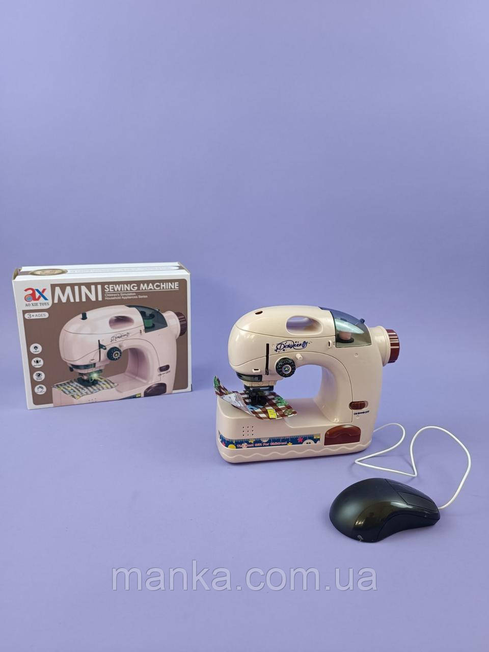 Швейна машинка на батарейках  6783 A на батарейках, імітація шиття, підсвічування, нитки, тканина, фото 1