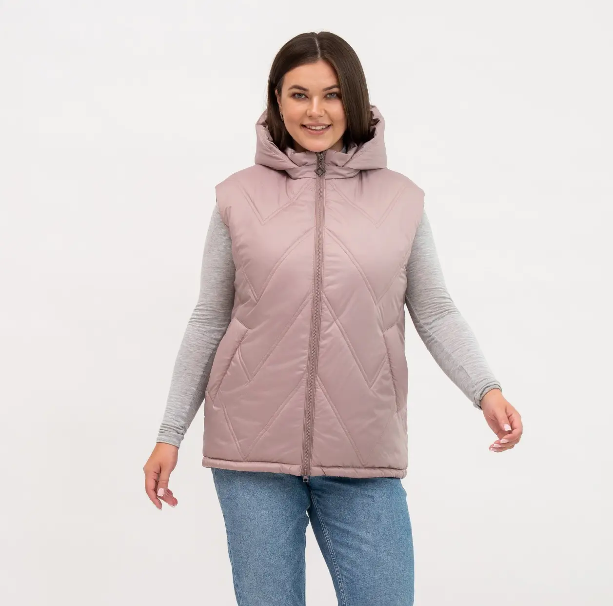 Жіноча жилетка бежевого кольору  Li-12 у розмірах 50-62, фото 1