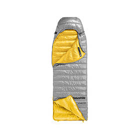 Спальник пуховий Naturehike CW400 NH18C400-D M (210x75) жовто-сірий, 650FP, 400г пуху, нейлон 20D, YKK блискавка