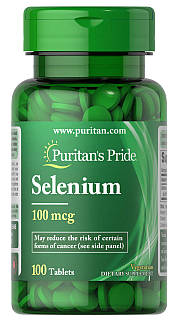 Селен, Selenium, Puritan's Pride, 100 мкг, 100 таблеток