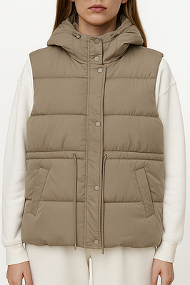 Жіночий жилет утеплений темно-бежевий (6875)