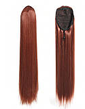 Хвіст шиньйон утяжці рівний рудий густий 80 см термостійке волосся, фото 2