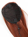 Хвіст шиньйон утяжці рівний рудий густий 80 см термостійке волосся, фото 4