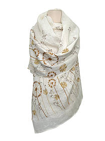 Жіночий лляний вишитий шарф "Жаклен" бежевий