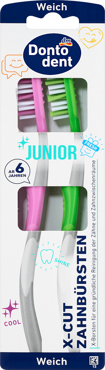 Дитячі зубні щітки Dontodent Junior X-Cut (з 6 років) 2 шт., фото 1