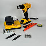 Шуруповерт акумуляторний з 2 акумуляторами 24V 2Ah з набором інструментів у кейсі, для дому та ремонту, AW-56, фото 6