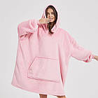 Плед толстовка з капюшоном 3в1 HUGGLE HOODIE, Рожевий / Худі з капюшоном та рукавами / Толстовка - плед з капюшоном, фото 2