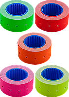 Цінник для етикет-пістолетів однорядкових прямокутний (22х12мм, 500шт, зовнішня намотка, асортимент кольорів) Buromax BM.282101