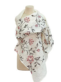 Жіночий лляний вишитий шарф "Лідія" бежевий