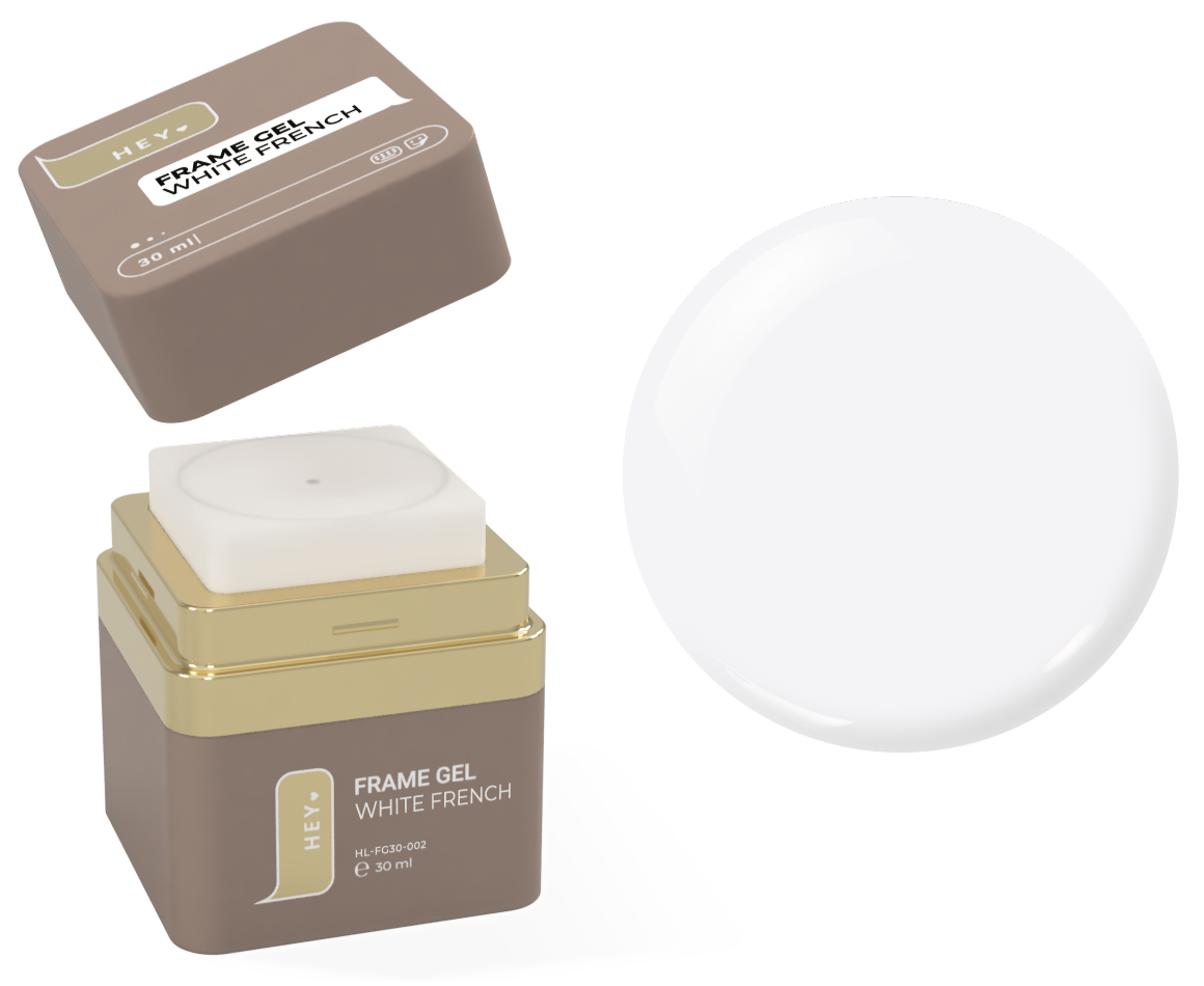 HEYLOVE. Frame builder Gel, WHITE FRENCH, 30 ml, універсальний гель для нарощування, білий, фото 1