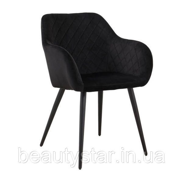 Зручний чорний стільчик Арно з м'яким сидінням з велюру для клієнтів Стільці для адміністратора, фото 1