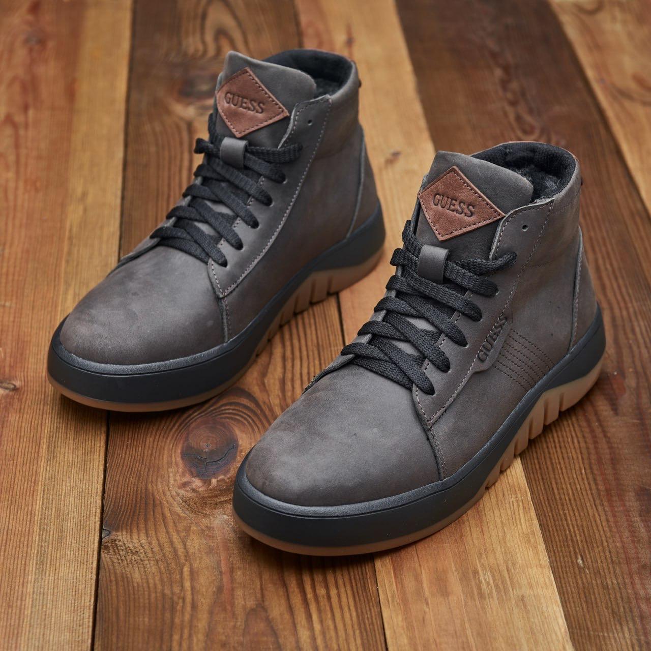 Зимові чоловічі шкіряні черевики коричневі утеплені з натуральної шкіри на хутрі на зиму для чоловіків, розмір 40-45, фото 1