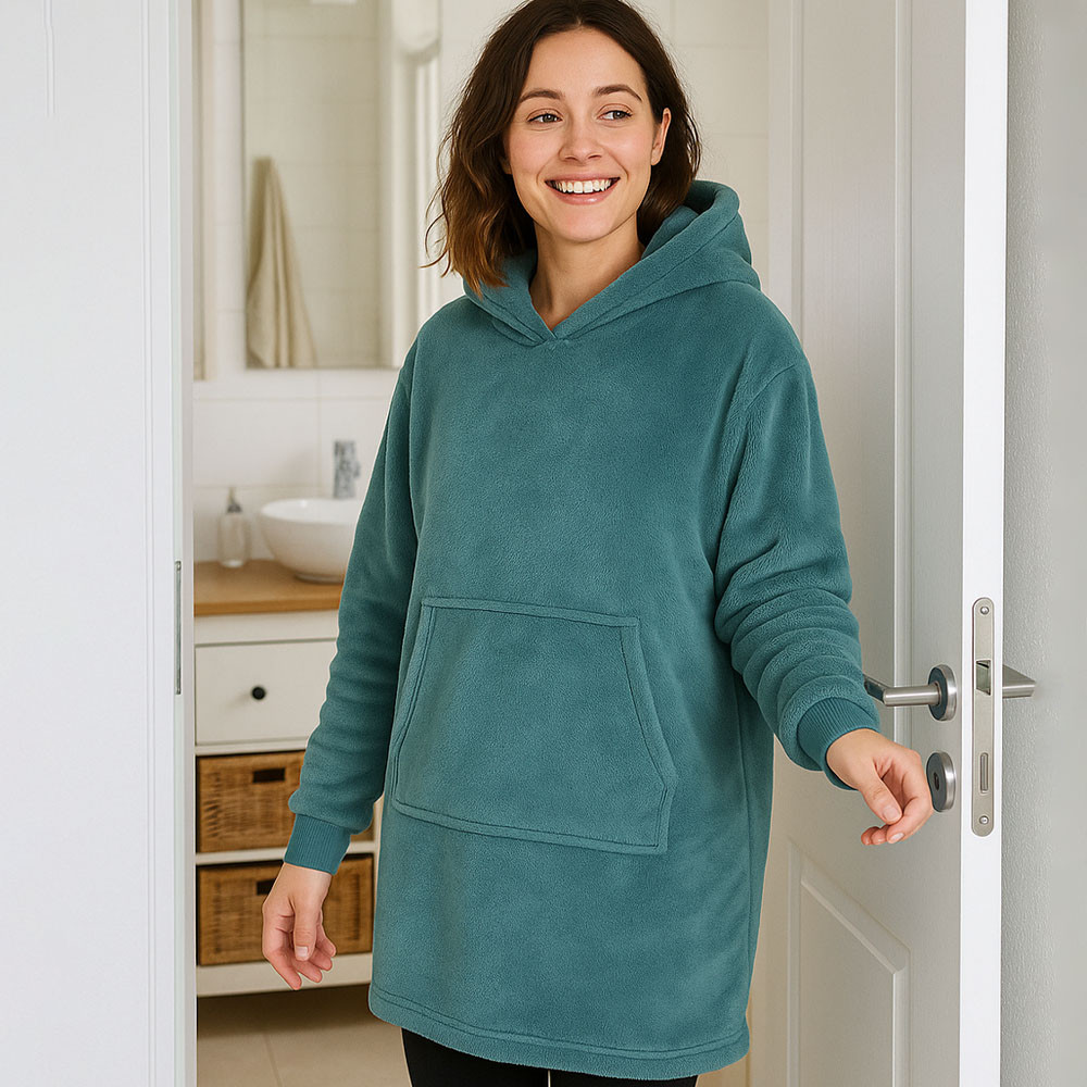 Плед толстовка з капюшоном (100х80см) HUGGLE HOODIE, Зелений / Плед-худі / Оверсайз толстовка плед з капюшоном, фото 1