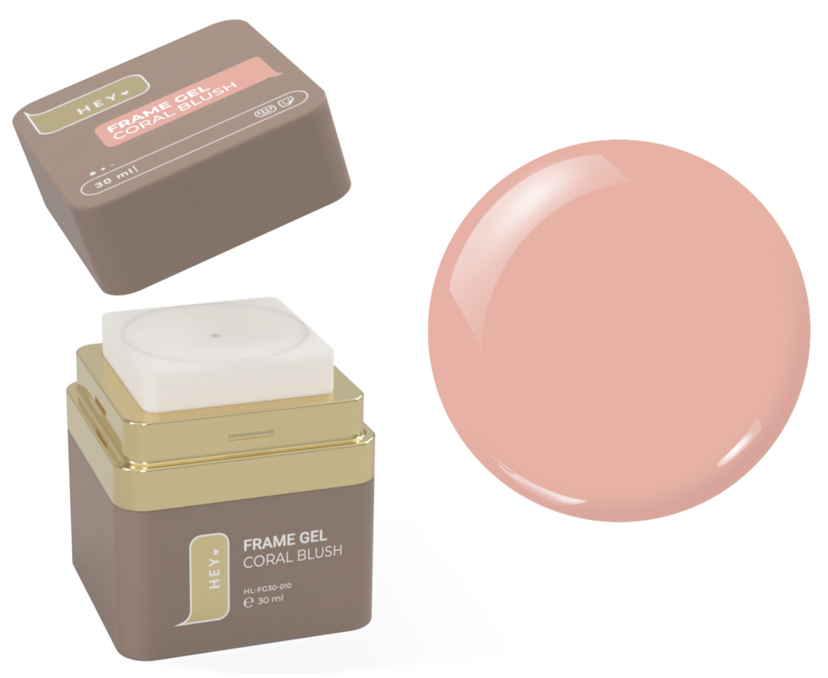 HEYLOVE. Frame builder Gel, CORAL BLUSH, 30 ml, універсальний гель для нарощування, бежево-персиковий, фото 1