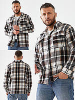 Чоловіча тепла сорочка байка принт клітинка
