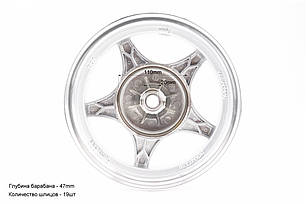 Диск задній литий MT2,50x10 Z19 для 4Т (бараб. гальм., d-110мм) "5 променів" сірий, фото 2