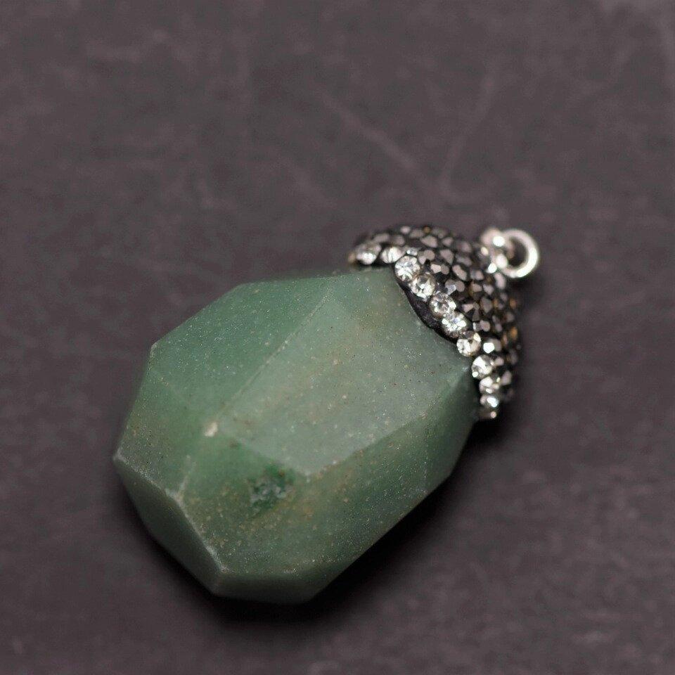 Кулон "Жолудь" з натурального каменю Нефрит 24х36х40+-мм, фото 1