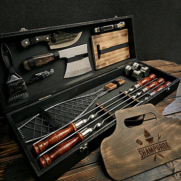 Набір шампурів для пікніка у дерев'яному кейсі "Кошовий"