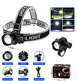 Ліхтар налобний PLD-5835 (діод P50, велокріплення, Li-Ion акумулятор, ЗУ Type-C, zoom), фото 4