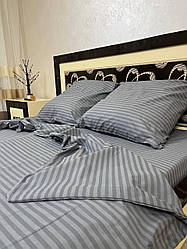 Полуторний розмір постільна білизна сірого кольору в смужку