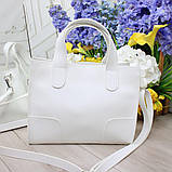 Шкіряні біла сумка велика через плече модна квадратна класична, фото 2