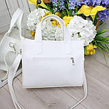 Шкіряні біла сумка велика через плече модна квадратна класична, фото 3