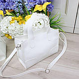 Шкіряні біла сумка велика через плече модна квадратна класична, фото 4