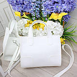 Шкіряні біла сумка велика через плече модна квадратна класична, фото 5