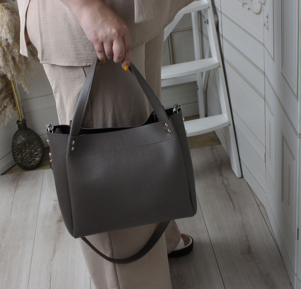 Шкіряна сумка через плече квадратна середнього розміру модна, фото 1