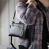 Шкіряна жіноча чорна сумка клатч вечірня маленька через плече, фото 2