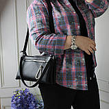 Шкіряна жіноча чорна сумка клатч вечірня маленька через плече, фото 3